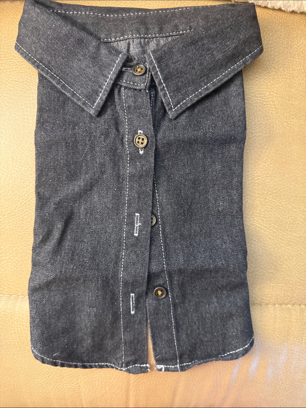 Dark Blue Denim Dog Collar Shirt - Classic Button Front
